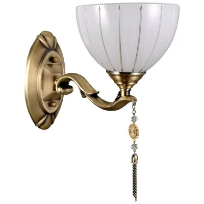 Image of Italux Lighting Stylized Wall Lamp Golden 1 Light with Milky, Glass Shade, E27