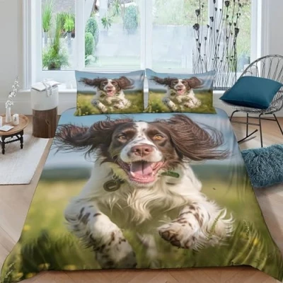 Image of cenmoo Springer Spaniel Single Bedding Sets Youth Quilt Cover 3D Printed Bed Cute Dog Boys Duvet SetDouble（200x200cm）