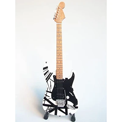 Image of Van Halen White Black Stripes Miniature Guitar