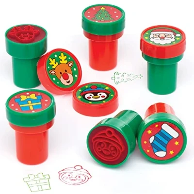 Image of Baker Ross AT251 Christmas Self Inking Stampers, Arts and Crafts for Kids (Pack of 10), Assorted, 15 x 8 4 Centimeters