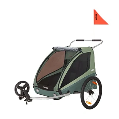 Image of Thule, Coaster Xt, 2 Seater Bike Trailer, Green, U, Unisex Adult