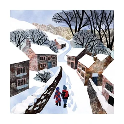 Image of Museums &amp; Galleries Christmas Cards Pack of 8 Snow Hamlet Snowy Village Scene Eco Friendly and Recyclable
