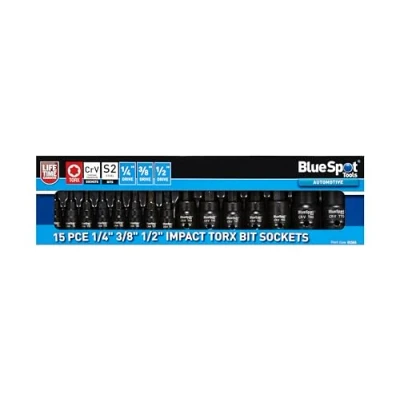 Image of Blue Spot Tools 15PCE 1/4 3/8&quot; 1/2&quot; Impact Torx Bit Sockets (T6 T70)