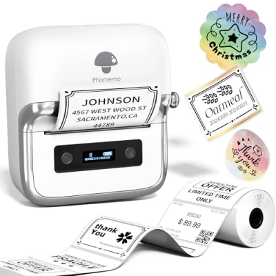 Image of Phomemo M250 Label Maker Machine, 3 Inch Thermal Maker, Upgrade Portable Barcode Printer with 1 Roll for Barcode, Name, Address, Labeling, Mailing, Home, Office &amp; Small Business