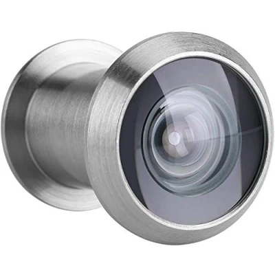 Image of Zerodis Door Viewer Security Peek Peephole Optical Glass 220 Degree Wide Angle with Privacy Cover (Brushed Silver)