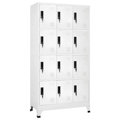 Image of vidaXL Locker Cabinet White Steel Office Indoor Storage Filing