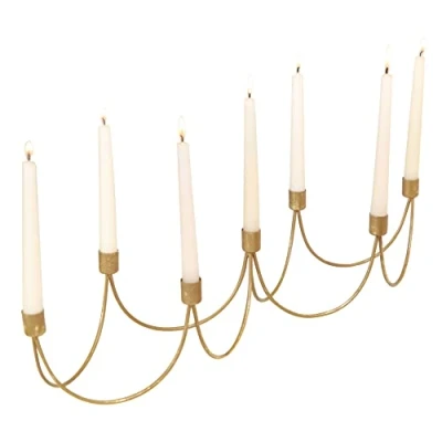 Image of Decorative Taper Candle Holder Dinner Table Centrepiece Candelabra Gold Recycled Iron