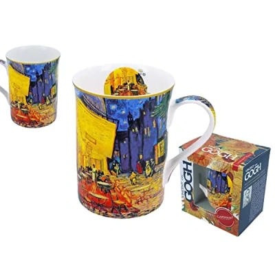Image of CARMANI Classic Mug Decorated with Vincent Van Gogh &#039;Café Terrace at Night&#039; 350ml