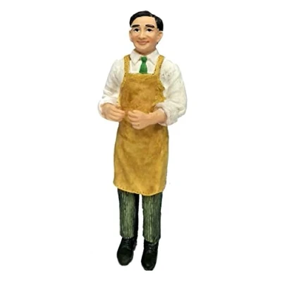 Image of Melody Jane Dolls House People Working Man in Apron Miniature Resin 1:12 Figure