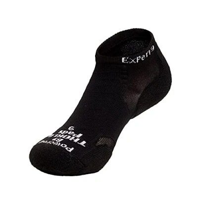 Image of 1 Pair Solid Black Experia By Cushioned Running Micro Mini Crew Socks Unisex 8 9.5 Thorlos