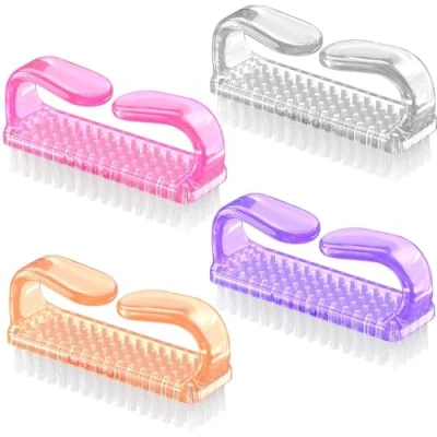 Image of 4 Pcs Nail Brushes, Larbois Cleaning Brush Plastic Handle Scrubbing Eco Friendly Fingernail with Soft Bristles Manicure Dust for Hand Toes Home Garden Salon use