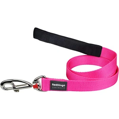 Image of Red Dingo Padded Handle Dog Lead 1.2m Plain, Hot Pink, Medium 20mm