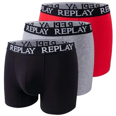 Image of Replay 3ER PACK Pants, Men&#039;s, Size: XL, Schwarz grau rot