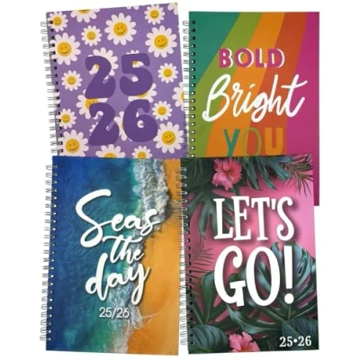 Image of Academic Diary 2024 2025 A5 Week to View Beautiful Hardcover with 4 Patterns Random