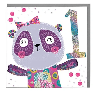 Image of 1st Birthday Panda Card with Grey Envelope by Lola Design