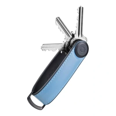 Image of Orbitkey Key Organizer Hybrid leather Premium Nappa &amp; TPU, Stainless Steel Locking Mechanism, Slim Quiet Profile, Lake Blue, One size