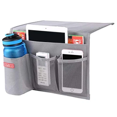 Image of Zafit Bedside Storage Organizer, Table Cabinet Organizer Caddy for Remotes Phone Glasses (4 Pockets Grey)