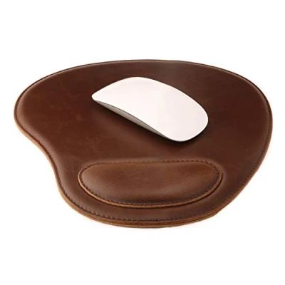Image of LONDO Leather Oval Mouse Pad with Wrist Rest (Dark Brown)