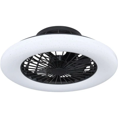 Image of Travo Ceiling Fan Black LED Dimmable 3000 6500K Remote Control Timer