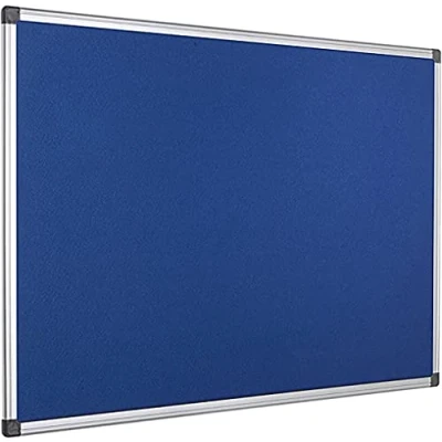 Image of KAV 60 cm x 45cm Aluminium Felt Frame Notice Pin Board Bulletin for Office, School, Bedroom, Memo, and Home (Blue)