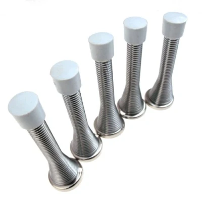 Image of 6 x Chrome Spring Door Stops Including Fixings &amp; Screws