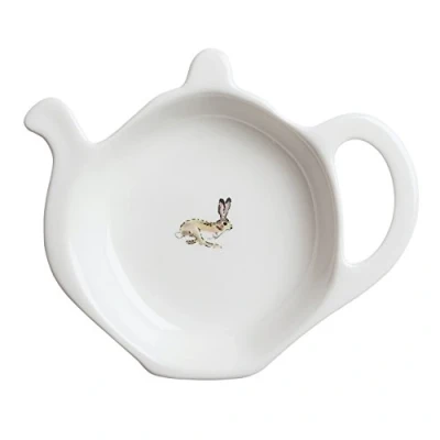 Image of Sophie Allport Hare Tea Bag Tidy, Fine Bone China, Gift Box, Dishwasher Safe