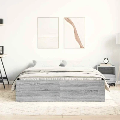 Image of vidaXL Bed Frame without Mattress Grey Sonoma 160x200 cm