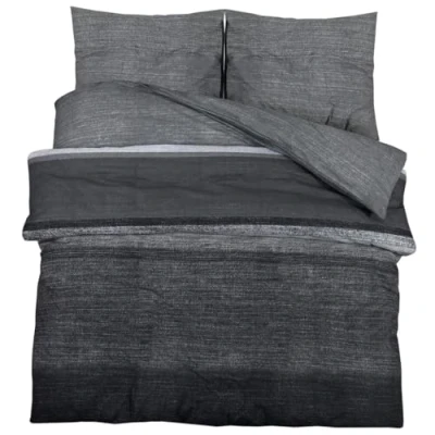 Image of vidaXL Cotton Duvet Cover Set 155x220 cm Dark Grey OEKO TEX Standard Machine Washable Long Lasting Bedroom Comfort