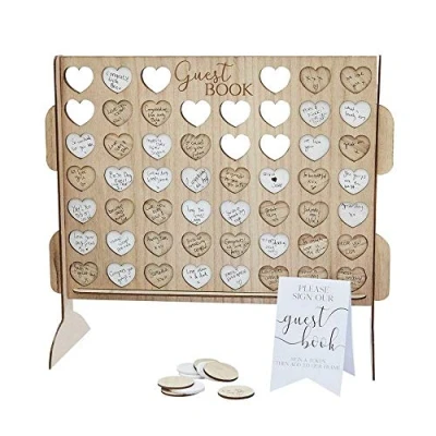 Image of Ginger Ray Botanical Wedding Four in a Row Alternative Style Guest Book, wood