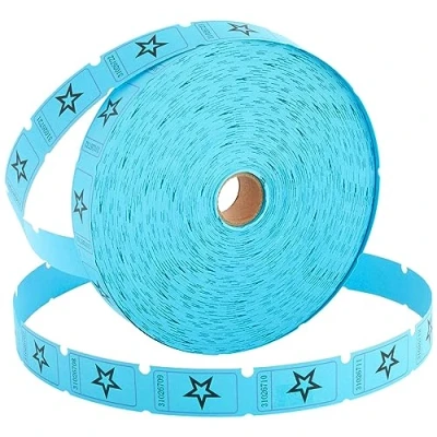Image of 2000 Count Numbered Blue Star Raffle Tickets, Single Ticket Roll for Party Events, Prize Reward, Fundraiser Drawing, Carnival, Giveaways, School Classroom Supplies