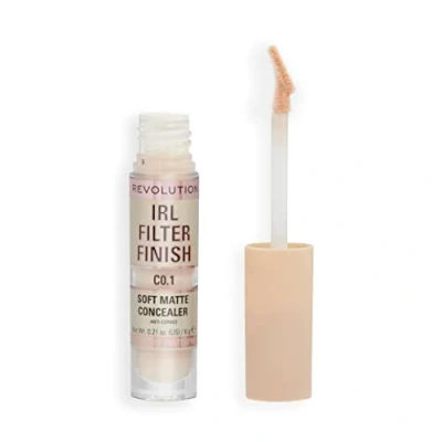 Image of Makeup Revolution IRL Filter Finish Concealer, Medium to Full Coverage, Matte Finish, C0.1, Fair Skin Tones, 6g