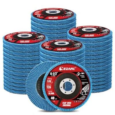 Image of EZARC Flap Disc 115mm 40 Grit Zirconia Grinding Wheel, Abrasive Discs Type 29 for Stainless Steel, Cast Iron and Sheet Metal, 50 Pack