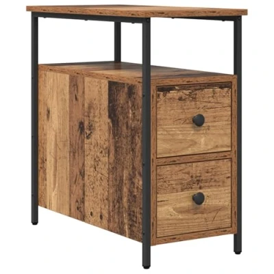 Image of Bedside Cabinet 2 pcs Old wood Iron and particle board Vidaxl