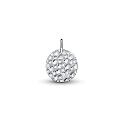 Image of Amberta Women 925 Sterling Silver Minimalist Coin Pendant: Hammered Flat Pendant