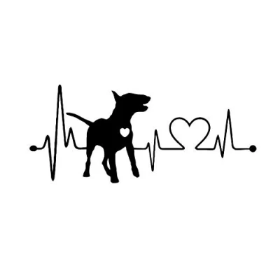Image of Car Sticker, Bull Terrier Dog Electrocardiogram Body Window Decals Sticker Decoration Black