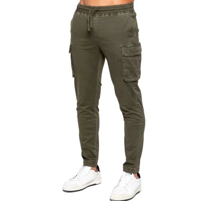 Image of 989Zé ENZO Mens Cargo Jeans Elasticated Trousers Casual Cotton Regular Fit Combat Pants EZ612 Trouser Khaki M