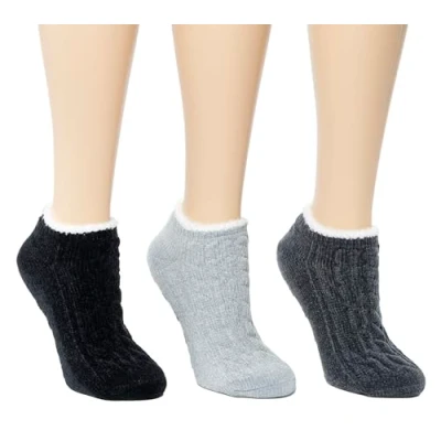 Image of Cuddl Duds Women Cozy Lined Super Soft Low Cut Lounge Socks, Black, One size
