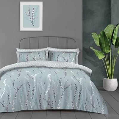 Image of Blossom Bedding Complete Bed Set Flower Printed King Size Duvet Cover,Fitted Sheets with Reversible Pillow Cases Polycotton Floral