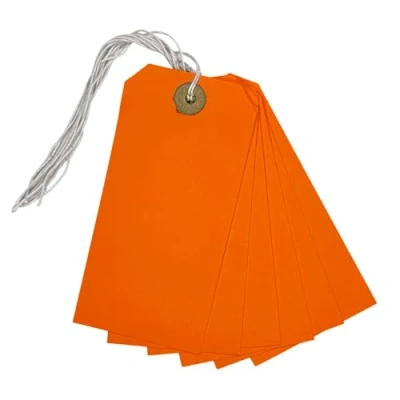 Image of Pack of 50 Orange Strung Tags 120mm x 60mm