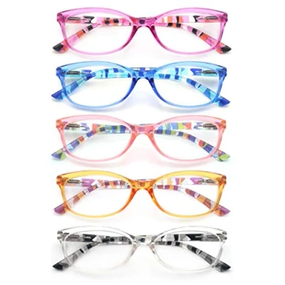 Image of HEEYYOK Small Reading Glasses Women +3.50 Ladies Readers 5 Pack Eyeglasses Cateye Frame