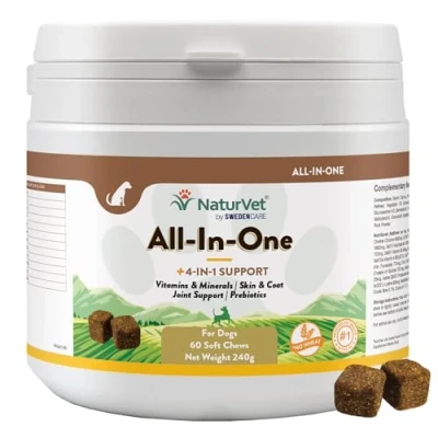 Image of NaturVet All in One Dog Chews with Multivitamin, Supports Immunity, Joints, Muscles, Bones, Digestion, Gut Health, Skin &amp; Coat Care (60 Soft Chews)