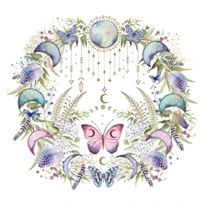 Image of Nigel Quiney Artistic Blank Greeting Card Butterfly and Moon Phases Suitable for Birthday/Anniversary Pizazz Range,White, 160 x mm