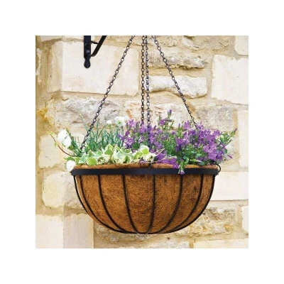 Image of Smart Garden 30cm 12 Inch Metal Saxon Hanging Basket Black Planter Liner