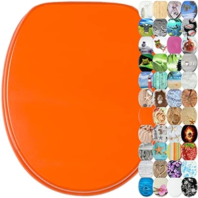Image of Sanilo Toilet Seat, Wide Choice of Beautiful Seats, Stable Hinges, Easy to Mount (Orange)