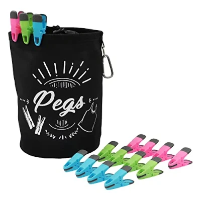 Image of JVL Large Peg Bag with 120 Prism Soft Touch Clip Pegs, Multicolor (08 040 275)