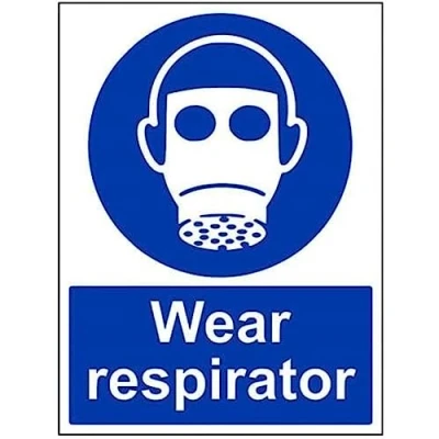 Image of VSafety Wear Respirator PPE Sign Portrait 300mm x 400mm Self Adhesive Vinyl