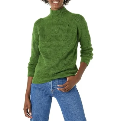 Image of Amazon Essentials Women&#039;s Soft Touch Funnel Neck Cable Jumper, Green, S