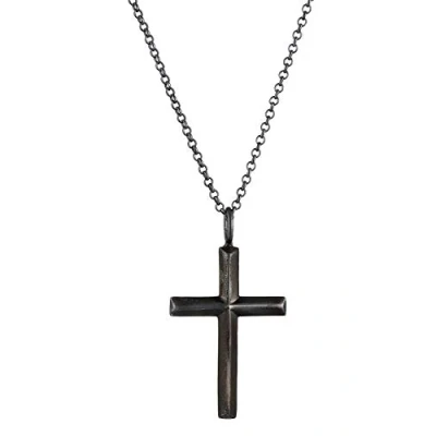 Image of Kuzzoi Exclusive Men&#039;s Necklace Shiny Polished with Cross Pendant (30 mm) in Basic Style, Solid Chain for Men and Boyfriend Religious Made of 925 Sterling Silver, Length 60 cm, one size,