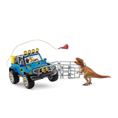Image of SCHLEICH 41464n Off road vehicle with dino outpost Dinosaurs Toy Playset for children aged 4 12 Years
