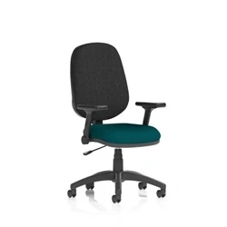 Image of Eclipse Plus I Operator Chair Maringa Teal Adjustable Folding Arms